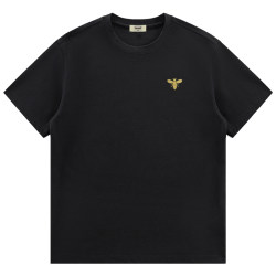Limited Edition Gold Bee Embroidered Short-Sleeve Men's High-End Skin-Friendly Texture Heavyweight Pure Cotton Ice-Feel Trendy Loose T-Shirt
