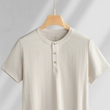 Летняя тонкая футболка с коротким рукавом, свободный крой, из хлопка и льна