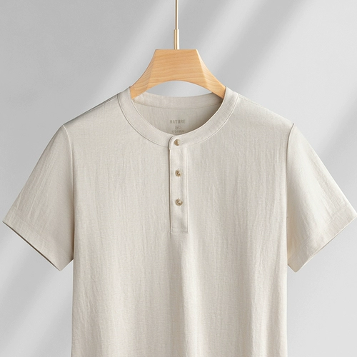 Летняя тонкая футболка с коротким рукавом, свободный крой, из хлопка и льна