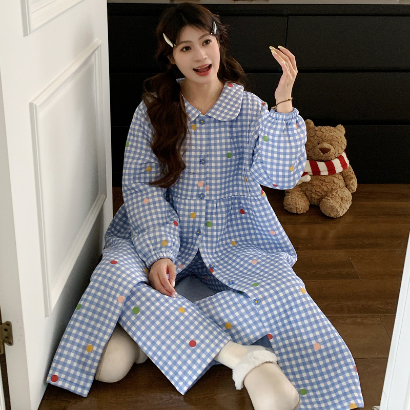 Maternity Dress with Breast Pads for Delivery, Suitable for Spring, Autumn, and Winter, Thickened Nursing Nightgown, Postpartum Clothing, Hospital Admission Delivery Dress