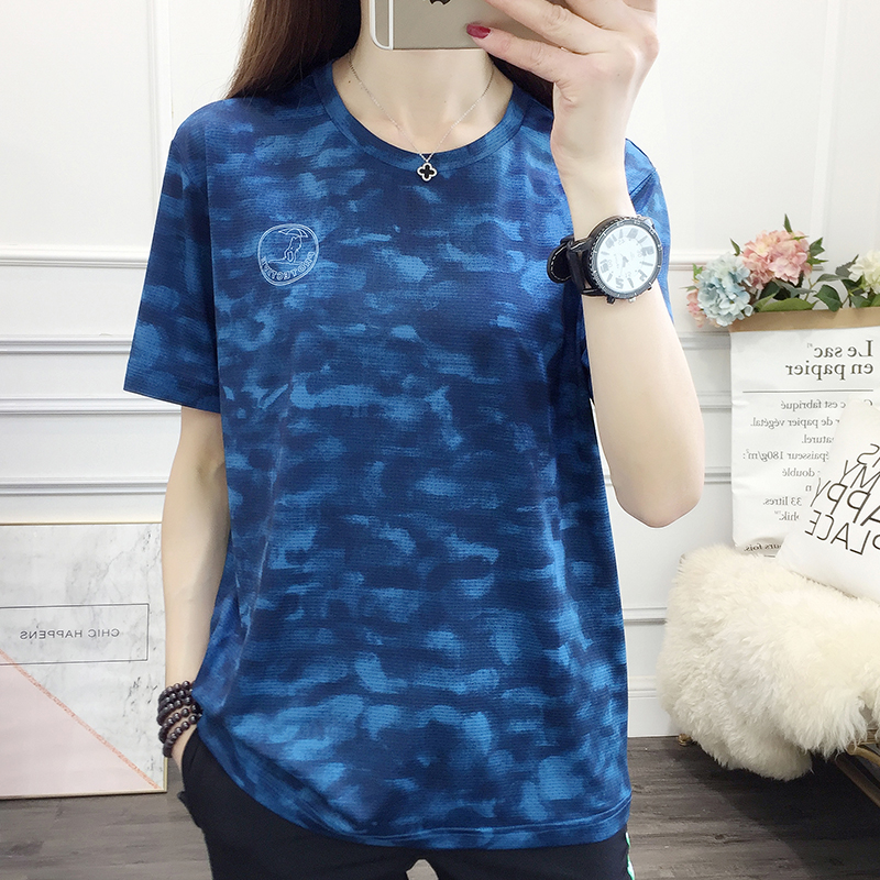 Outdoor Speed Jersey Short Sleeve T-Shirt Female Summer Elastic Breathable Sweat Suction Sweaty Sports Fitness Running Loose slim half sleeve T