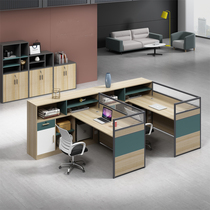 Modern double office financial staff desk combination 2 4 6 people screen table with cabinet work table