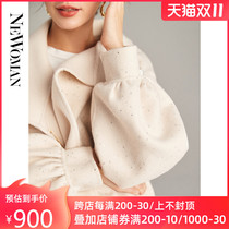 High-end double-sided cashmere coat womens medium-length 2021 autumn winter New Sequins slim Hepburn woolen woolen coat