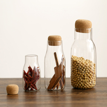 BOBAO glass storage jar for household dry fruit miscellaneous grain tea flower tea bottle soft wood stopper coffee bean spice jar