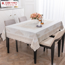 Japan imported pvc tablecloth waterproof non-washing table tablecloth rectangular European lace tablecloth home