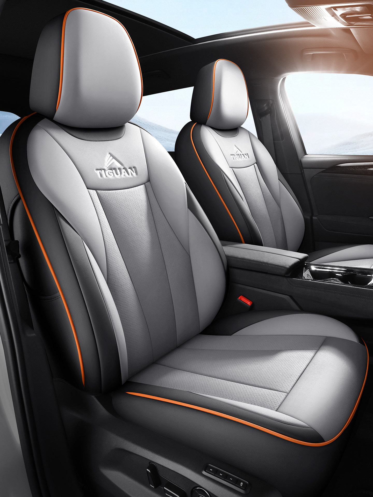 Genuine Leather Seat Covers for Volkswagen Tiguan L/Tiguan L Pro, Full Surround Cushion Seat Covers, Suitable for All Seasons, 2026 Model