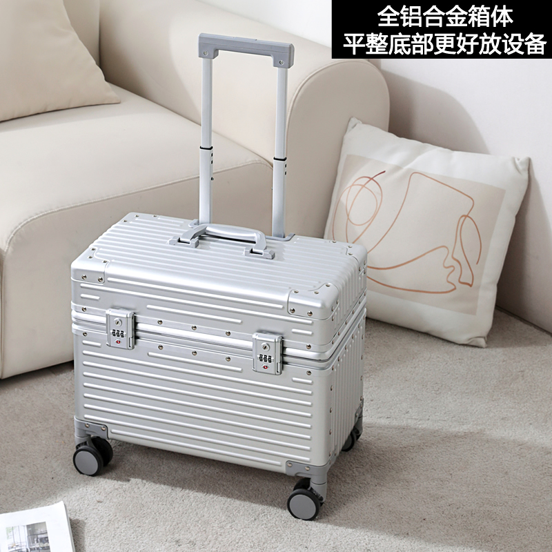 Full Aluminum Magnesium Alloy Photography Pull-Lever Case Upper Clamshell 20 Inch Case Metal Boarding Captain Box Man Suitcase Woman