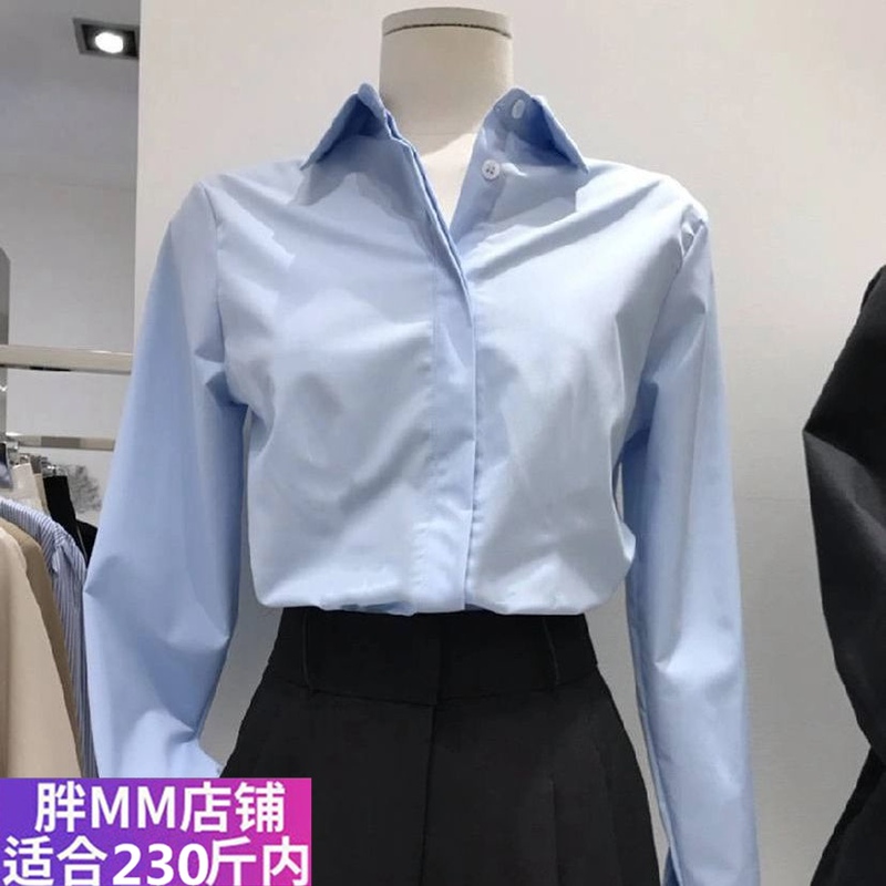 Korean Dongdaemun 2025 Spring and Autumn New Fashion Solid Color Versatile Clean-Cut Professional Long-Sleeve Shirt Casual Women's Top Korean Dongdaemun 2025 Spring and Autumn New Fashion Solid Color Versatile Clean-Cut Professional Long-Sleeve Shirt Casual Women's Top