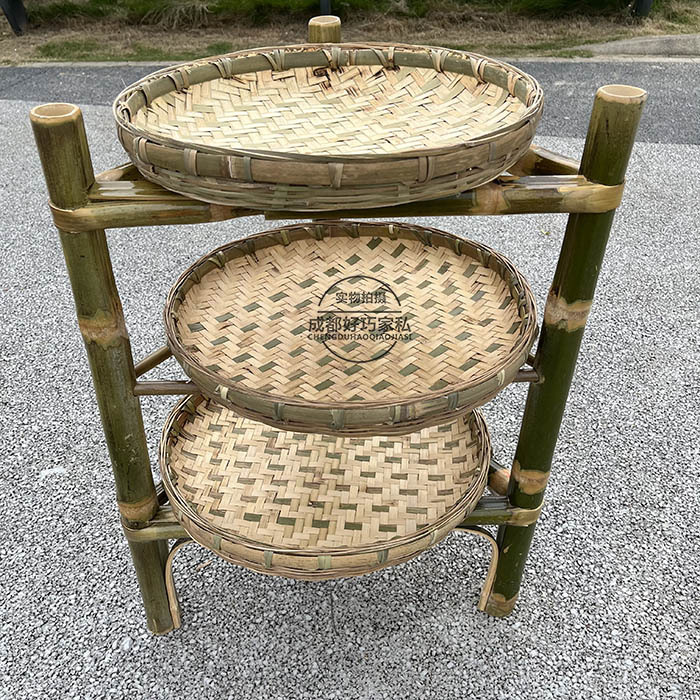 Bamboo Shelf Storage Rack, Bamboo Woven Dustpan, Market Hot Pot Dish Rack, Spicy Hot Pot Bamboo Tripod, Bamboo Sieve, Kindergarten