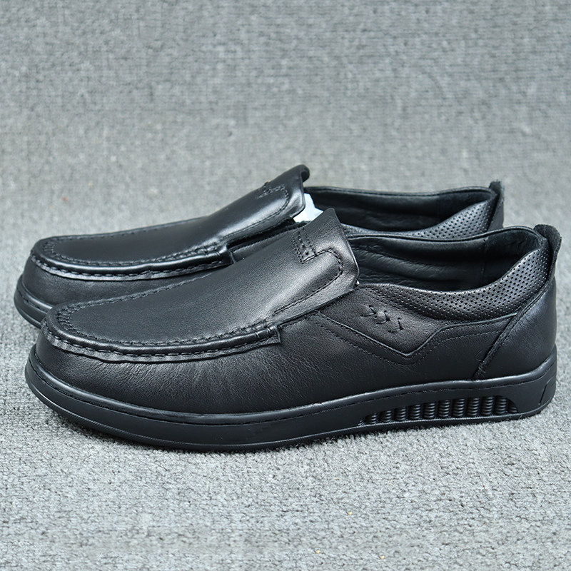 Pick and drain Bull Stock European and American Black Inn Foot Outdoor Casual Leather Shoes Head Layer Soft Cow Leather Comfort Soft Bottom Men's Shoes