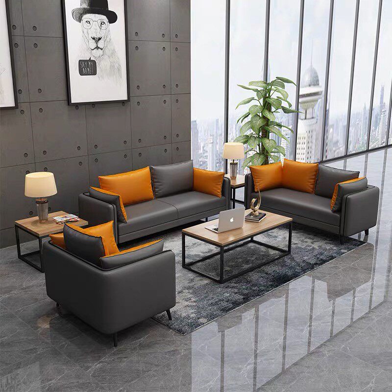 Kunming Office Sofa Tea Table Combo Clothing Shop Casual guests in talks for three-place sofa leather art Modern brief