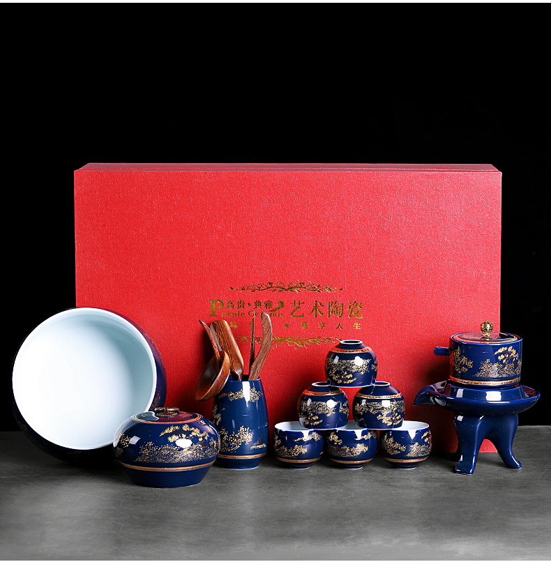 Jingdezhen kung fu tea set tea tray was stone mill rotating lazy automatic water ji blue office receives a visitor make tea