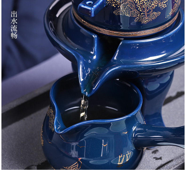 Jingdezhen kung fu tea set tea tray was stone mill rotating lazy automatic water ji blue office receives a visitor make tea