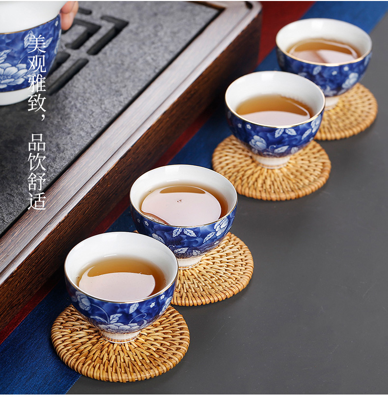 Blue hat cup single only tea cup move retro household tea kongfu master cup single CPU ceramic cups