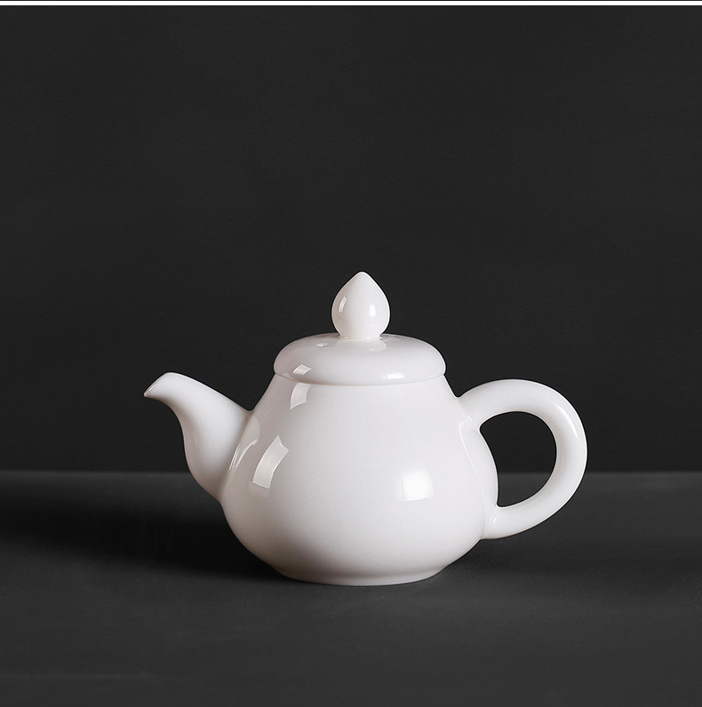 High dehua white porcelain ceramic teapot a single small manual single pot of mini household kung fu tea set suet jade porcelain