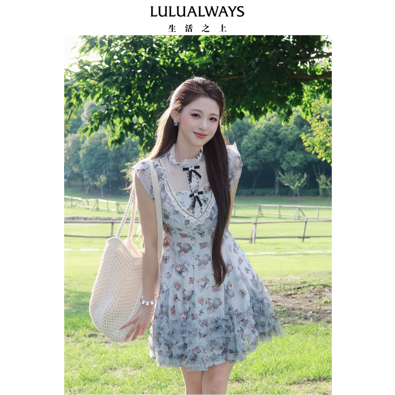 Lulualways I Love Lulu 26 Autumn New Collection French Socialite Style Waist-Slimming Dress Short Skirt