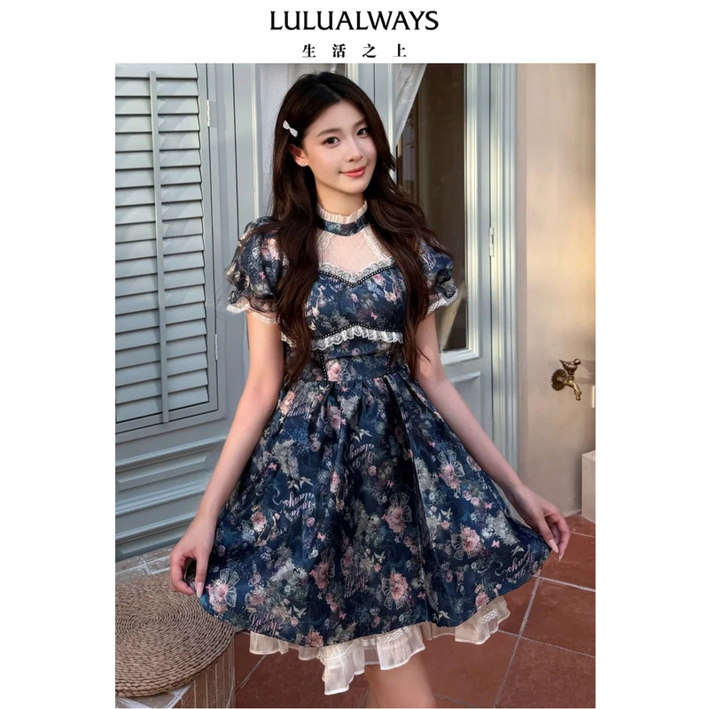 Lulualways【Same Style as in Shopping Malls】26 Autumn New French Court Style Multi-Layered Patchwork Waist-Cinching Dress Lulualways【Same Style as in Shopping Malls】26 Autumn New French Court Style Multi-Layered Patchwork Waist-Cinching Dress