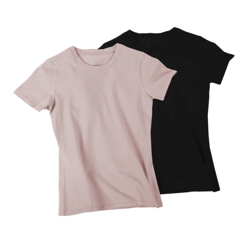 Nam Cực T-shirt womens bông mùa hè váy ngắn tay áo trắng dưới 2 miếng Of T-shirt rắn màu tuổi teen vòng cổ nữ T-shirt.