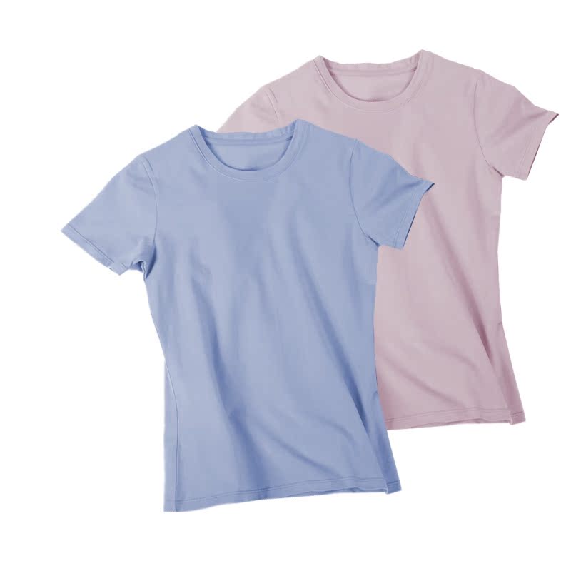 Nam Cực T-shirt womens bông mùa hè váy ngắn tay áo trắng dưới 2 miếng Of T-shirt rắn màu tuổi teen vòng cổ nữ T-shirt.