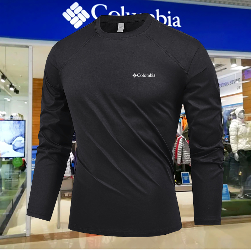 Columbia Discount Men's Quick-Drying Clothing Spring and Summer Sun Protection Moisture-Wicking Round Neck Long-Sleeved T-Shirt Casual Sports Fitness Top