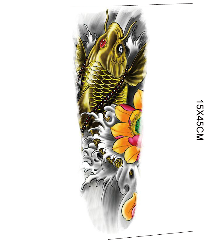 Đàn ông và phụ nữ cá tính cơ thể sơn vàng rồng rồng đầy đủ hình xăm dán không thấm nước bền mô phỏng hình xăm màu xanh lá cây cánh tay hoa hình xăm dán như thật