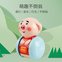 Tumbler doll cartoon cute pig sliding can swing luminous music baby educational childrens toys boys and girls
