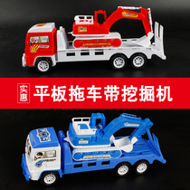 Hot sale stall free mail creative toy inertia sliding fire truck police car trailer excavator kindergarten small gift