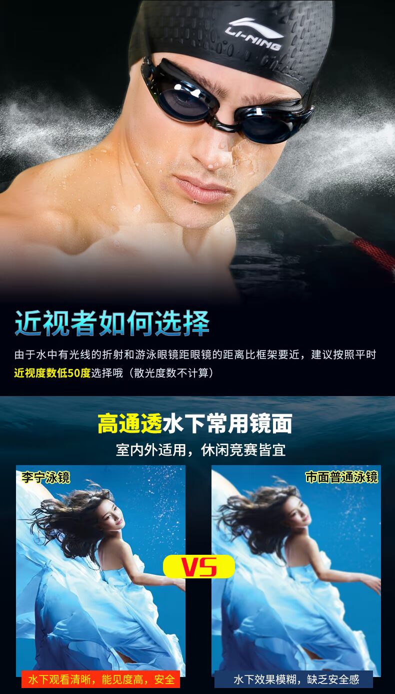 Quần bơi nam Li Ning quần thủy triều quần short phù hợp với suối nước nóng dành cho người lớn đồ bơi nam đồ bơi quần bơi nam boxer
