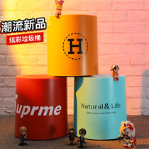 Trash can household light luxury Net red toilet bathroom large capacity bedroom living room with lid creative paper basket ins Wind