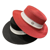 Korean version of the pearl M Peeping hat Spring summer Inn theory 100 lap fashion shade sun protection grass knitted cool hat child tide