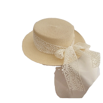 Japanese fresh pastoral style fashion versatile flat-top lace sun hat womens straw travel sun hat sun protection