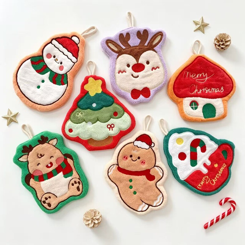 Christmas Hanging Hand Towel Gingerbread Man Towel Coral Fleece Handkerchief for Women Kitchen Bathroom Absorbent Cartoon Hand Wipe Christmas Hanging Hand Towel Gingerbread Man Towel Coral Fleece Handkerchief for Women Kitchen Bathroom Absorbent Cartoon Hand Wipe