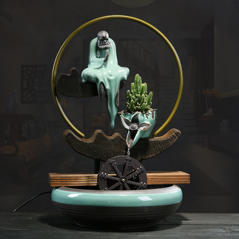 Water fountain furnishing articles zen new Chinese style living room decoration housewarming gift porcelain office desktop furnishing articles
