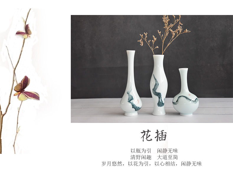 New Chinese style classical ceramic ink flower holder, creative home decoration zen hydroponic floret bottle tea tray was furnishing articles