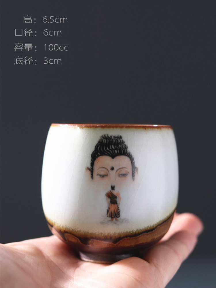 New Chinese style your up hand - made master cup large high - temperature sample tea cup zen kung fu tea set asked Buddha Buddha found creativity