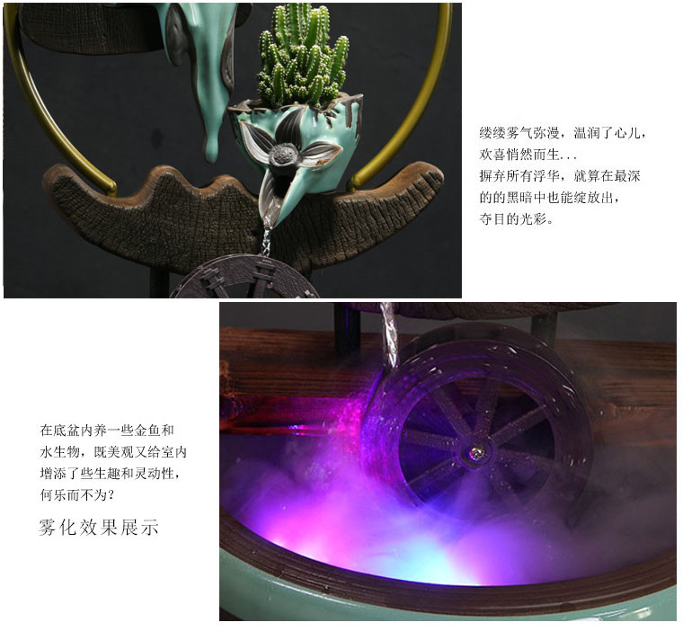 Water fountain furnishing articles zen new Chinese style living room decoration housewarming gift porcelain office desktop furnishing articles