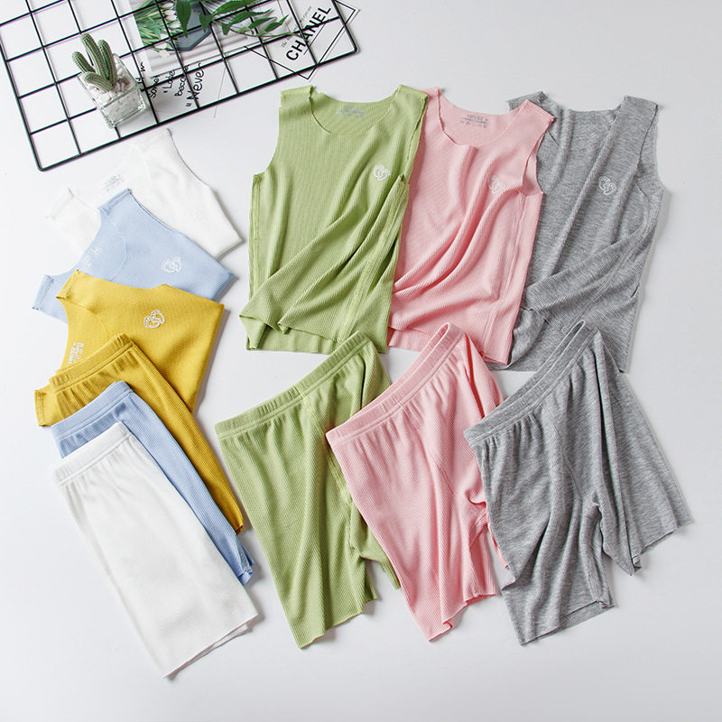 New children's modal casual vest short-sleeved suit children's clothing summer baby boys and girls home clothing air conditioning clothing