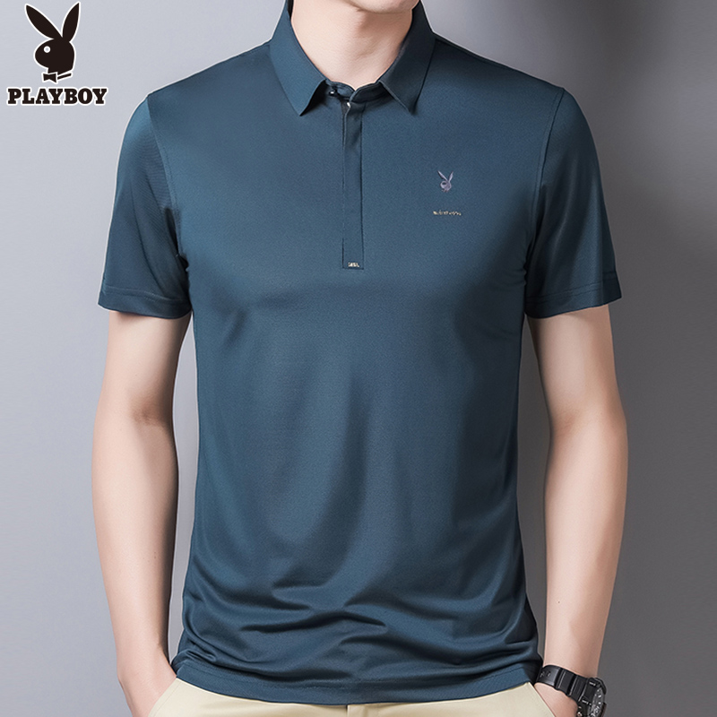 Playboy ngắn tay t-shirt áo sơ mi xu hướng mùa hè ve áo POLO nam đã khiến nam giới vào giữa năm triều nửa tay áo T-shirt