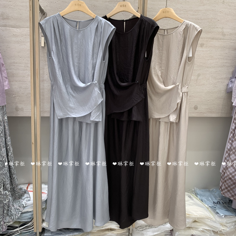 Authentic Store Product 877608 Fashionable and Elegant Casual Sleeveless 100% Rayon 2026 Summer Long Dress