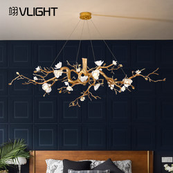Wabi-Sabi Style New Chinoiserie Ceramic Chandelier Zen Retro Art Living Room Lamp Restaurant Tea Room Chandelier Chinoiserie Lamps