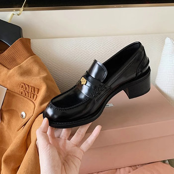 Slip-on genuine leather autumn and winter thick sole british style shoes