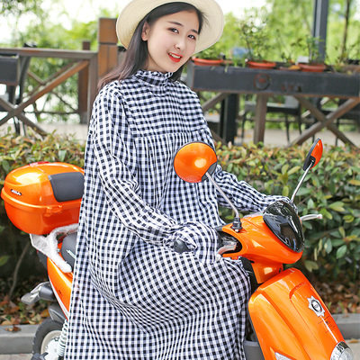 Electric car sunscreen clothing women's long large size outdoor riding motorcycle sunscreen clothing striped whole body UV protection summer