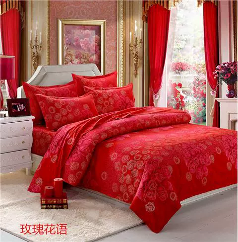 Chăn bông đơn mảnh 100% cotton đơn 150x200 đám cưới lớn mùa xuân đỏ và mùa thu chăn đôi 200x230 chăn lông vũ everon