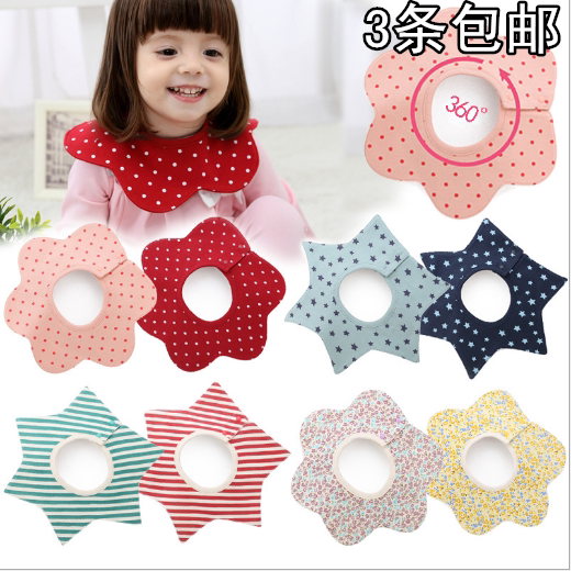 Baby cotton saliva towel Newborn 360 degree rotating double row snap waterproof bib Bib baby spit milk towel