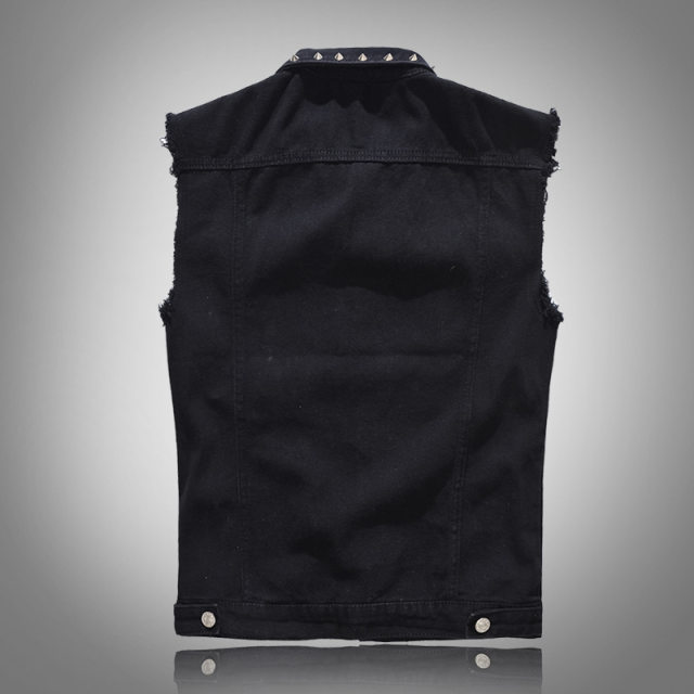 rivets ລົດຈັກເອີຣົບແລະອາເມລິກາ, vests denim ຂອງຜູ້ຊາຍແລະແມ່ຍິງ, ເວທີ punk tops ປົກກະຕິ, ເສື້ອແຂນບໍ່ມີແຂນ, ພາກຮຽນ spring ແລະດູໃບໄມ້ລົ່ນຂະຫນາດໃຫຍ່