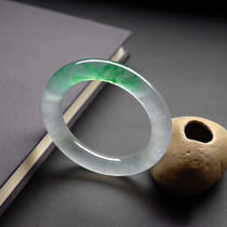 Fakasso jewellery Myanmar natural emerald round bar jade bracelet floating with glue high ice seed jade bracelet