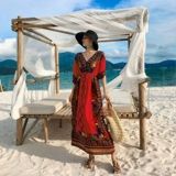 Ретро этническое пляжное платье, длинная юбка, Таиланд, этнический стиль, стиль бохо, большой размер