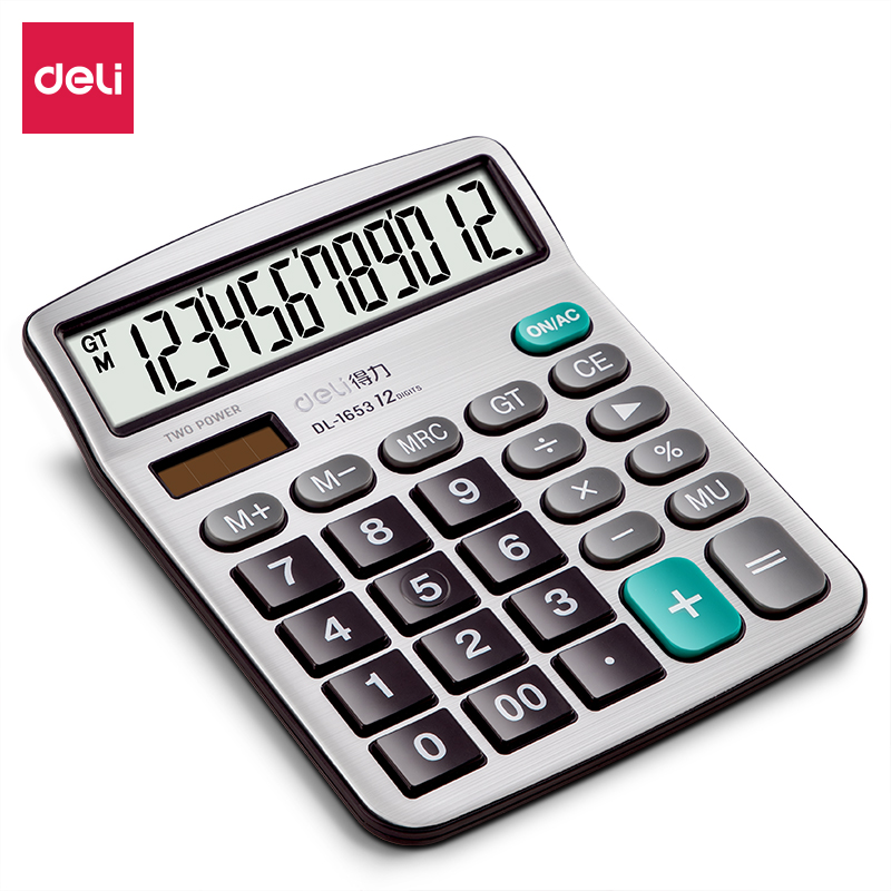 Able 1653 Calculator Solar Big-screen Computer Office Business 12 Dual Power Desktop Big Button Financial Calculator