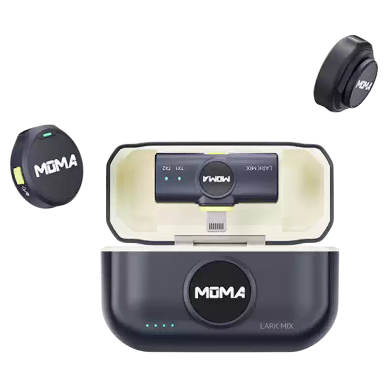美品MOMA マイク猛玛 Lark MIX纽扣无线领夹式麦克风收音录音直播猛犸 猛瑪LARK MIX一拖二降噪無線領夾麥克風直播錄音設備支援全場景收音