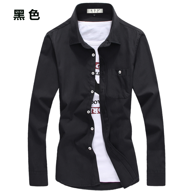 BlackLong sleeve shirt male spring new pattern Casual and versatile Self cultivation Korean version trend handsome Inch shirt man oxford shirt